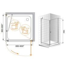 Душевой уголок Cezares Elena 90x90 см текстурное стекло ELENA-W-A-1-90-P-Cr-R