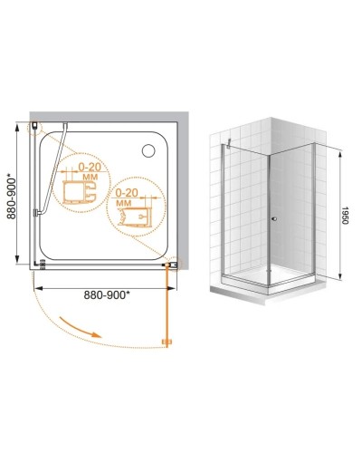 Душевой уголок Cezares Elena 90x90 см прозрачное стекло ELENA-W-A-1-90-C-Cr