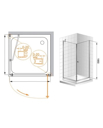 Душевой уголок Cezares Elena 80x80 см прозрачное стекло ELENA-W-A-1-80-C-Cr