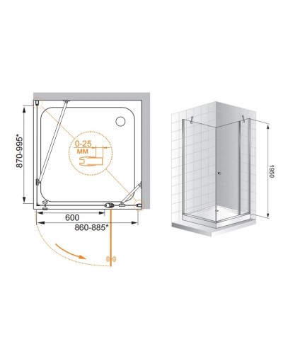 Душевой уголок Cezares Triumph 90x90 см прозрачное стекло TRIUMPH-D-A-12-90-C-Cr-L