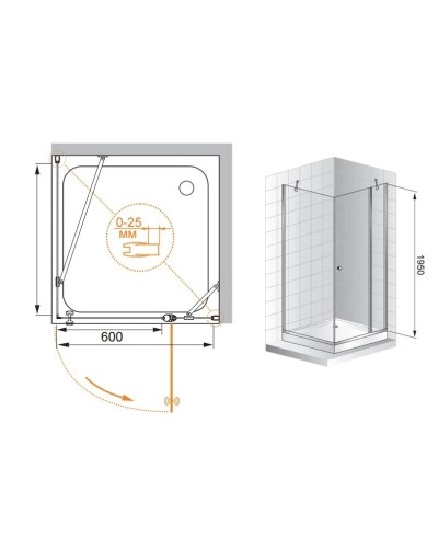 Душевой уголок Cezares Triumph 100x100 см текстурное стекло TRIUMPH-D-A-12-100-P-Cr-R