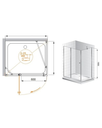 Душевой уголок Cezares Triumph 110x100 см текстурное стекло TRIUMPH-D-AH-1-110/100-P-Cr-L