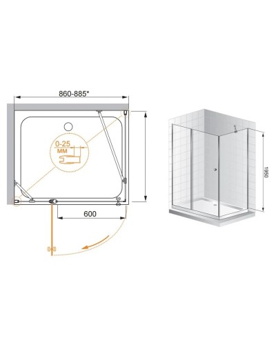 Душевой уголок Cezares Triumph 90x100 см текстурное стекло TRIUMPH-D-AH-1-90/100-P-Cr-L