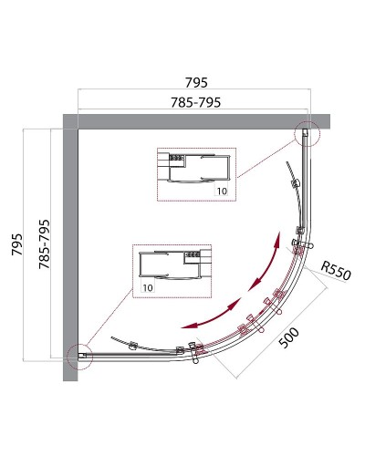 Душевой уголок BelBagno UNO-195-R-2-80-C-Cr 80х80 профиль Хром стекло прозрачное
