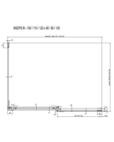 Душевой уголок Ravak Matrix MSDPS-110/80 R блестящий Transparent 0WPD4C00Z1