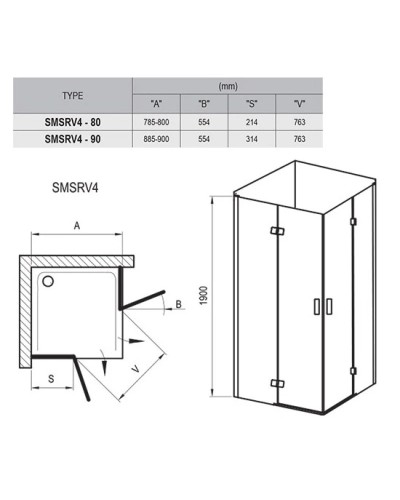 Душевой уголок Ravak SmartLine SMSRV4-90 хром Transparent 1SV77A00Z1