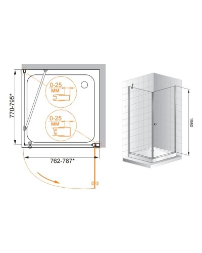 Душевой уголок Cezares Triumph 80x80 см прозрачное стекло TRIUMPH-D-A-1-80-C-Cr-L