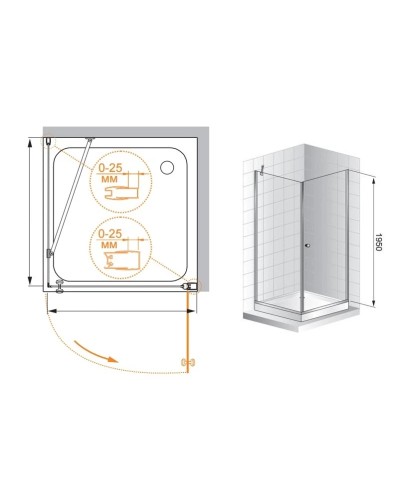 Душевой уголок Cezares Triumph 90x90 см текстурное стекло TRIUMPH-D-A-1-90-P-Cr-R