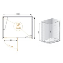 Душевой уголок Cezares Bergamo 90x80 см текстурное стекло BERGAMO-W-AH-1-90/80-P-Cr-L