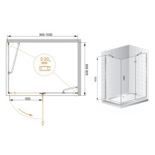 Душевой уголок Cezares Bergamo 100x90 см текстурное стекло BERGAMO-W-AH-1-100/90-P-Cr-R