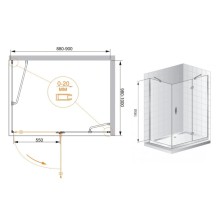 Душевой уголок Cezares Bergamo 90x100 см текстурное стекло BERGAMO-W-AH-1-90/100-P-Cr-L