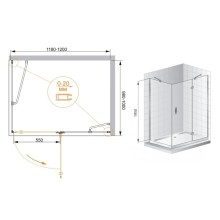 Душевой уголок Cezares Bergamo 120x100 см текстурное стекло BERGAMO-W-AH-1-120/100-P-Cr-L