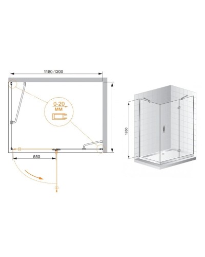 Душевой уголок Cezares Bergamo 120x80 см текстурное стекло BERGAMO-W-AH-1-120/80-P-Cr-L