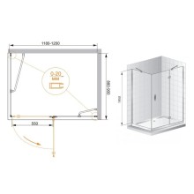 Душевой уголок Cezares Bergamo 120x90 см текстурное стекло BERGAMO-W-AH-1-120/90-P-Cr-R