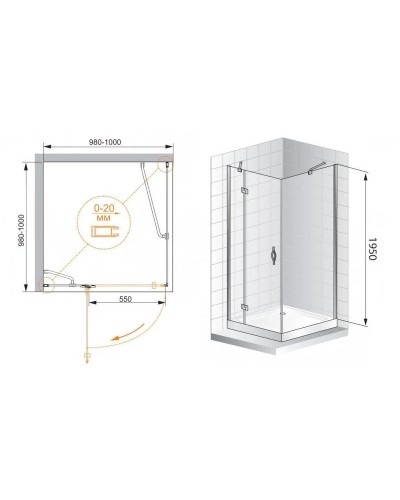 Душевой уголок Cezares Bergamo 100x100 см прозрачное стекло BERGAMO-W-A-1-100-C-Cr-R