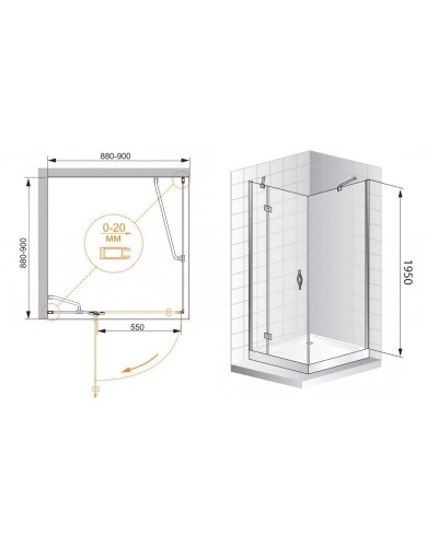 Душевой уголок Cezares Bergamo 90x90 см прозрачное стекло BERGAMO-W-A-1-90-C-Cr-R