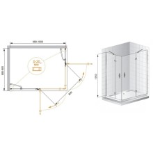 Душевой уголок Cezares Bergamo 100x90 см текстурное стекло BERGAMO-W-AH-2-100/90-P-Cr-R