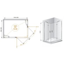 Душевой уголок Cezares Bergamo 120x100 см прозрачное стекло BERGAMO-W-AH-2-120/100-C-Cr-L