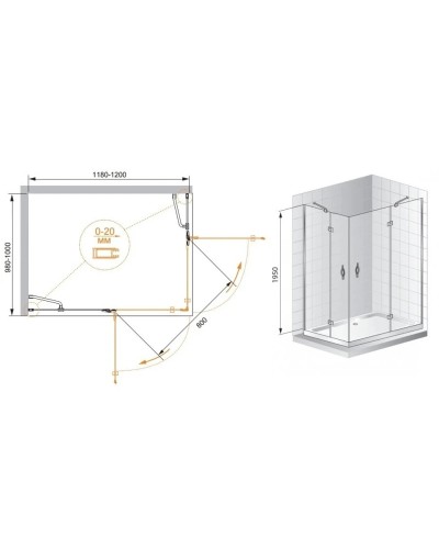Душевой уголок Cezares Bergamo 120x100 см прозрачное стекло BERGAMO-W-AH-2-120/100-C-Cr-L