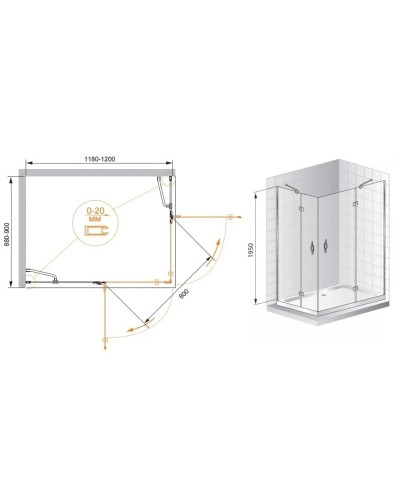 Душевой уголок Cezares Bergamo 120x90 см прозрачное стекло BERGAMO-W-AH-2-120/90-C-Cr-L