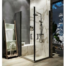 Душевой уголок Orange E04-100TB 100x100 профиль Черный стекло прозрачное