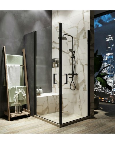 Душевой уголок Orange E04-100TB 100x100 профиль Черный стекло прозрачное