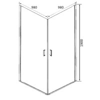 Душевой уголок Orange E04-100TB 100x100 профиль Черный стекло прозрачное