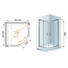 Душевой уголок Cezares Modena 90x90 см текстурное стекло MODENA-R-2-90-P-Br
