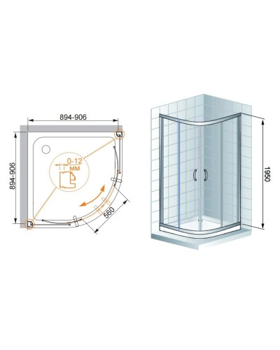 Душевой уголок Cezares Modena 90x90 см текстурное стекло MODENA-R-2-90-P-Br
