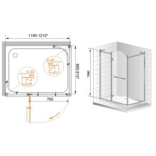Душевой уголок Cezares Retro 120x90 см прозрачное c матовым узором RETRO-A-AH-12-120/90-CP-Cr-L