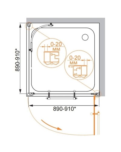 Душевой уголок Cezares Retro 90x90 см прозрачное c матовым узором RETRO-A-A-1-90-CP-Cr-L