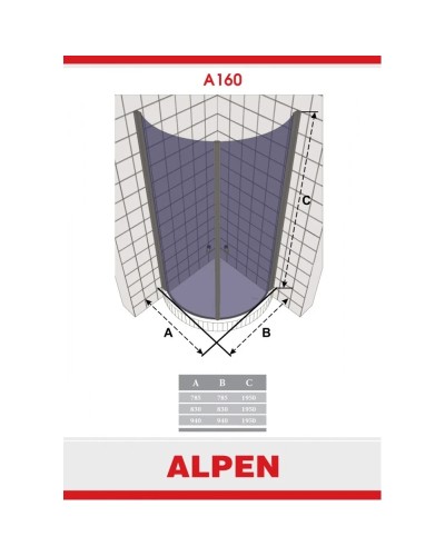 Душевой уголок Alpen Alpina Quadrant 94х94 см прозрачное стекло A160N-100