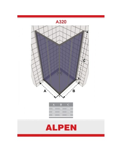 Душевой уголок Alpen Alpina Square 78х78 см матовое стекло A320N-80MG