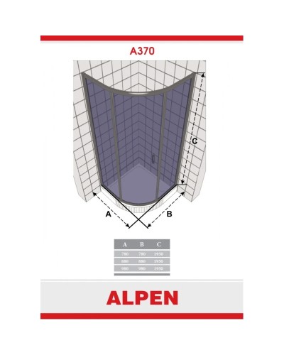 Душевой уголок Alpen Alpina Quadrant 88х88 см прозрачное стекло A370N-90