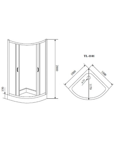 Душевой уголок Timo TL 100x100 TL-1101R профиль Хром стекло прозрачное с рисунком