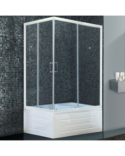 Душевой уголок Royal Bath BP 120х80 RB8120BP-T-R с поддоном профиль Белый стекло прозрачное