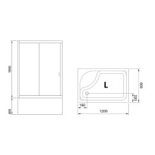 Душевой уголок Royal Bath BP 120х80 RB8120BP-T-L с поддоном профиль Белый стекло прозрачное