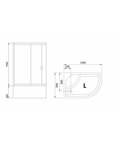 Душевой уголок Royal Bath BK 120х80 RB8120BK-T-L с поддоном профиль Белый стекло прозрачное