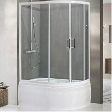 Душевой уголок Royal Bath BK 120х80 RB8120BK-T-L с поддоном профиль Белый стекло прозрачное