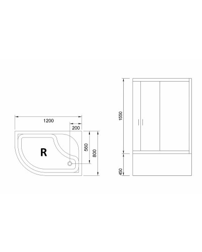 Душевой уголок Royal Bath BK 120х80 RB8120BK-C-R с поддоном профиль Белый стекло матовое