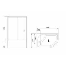 Душевой уголок Royal Bath BK 120х80 RB8120BK-C-L с поддоном профиль Белый стекло матовое