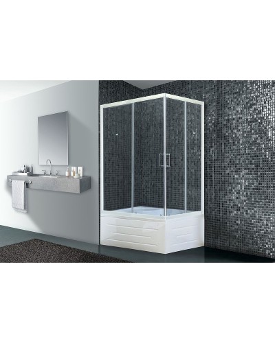 Душевой уголок Royal Bath BP 100х80 RB8100BP-T-L с поддоном профиль Белый стекло прозрачное