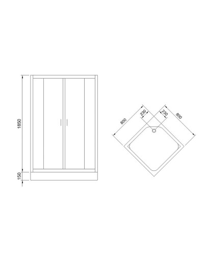 Душевой уголок Royal Bath HP 80х80 RB80HP-T с поддоном профиль Белый стекло прозрачное
