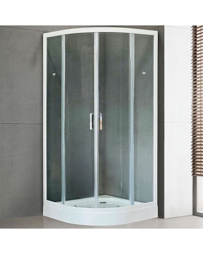 Душевой уголок Royal Bath HK 100х100 RB100HK-T с поддоном профиль Белый стекло прозрачное