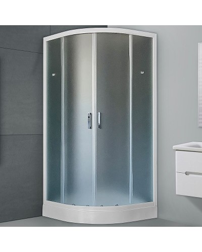 Душевой уголок Royal Bath HK 100х100 RB100HK-C с поддоном профиль Белый стекло матовое