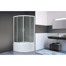 Душевой уголок Royal Bath BK 100х100 RB100BK-T с поддоном профиль Белый стекло прозрачное