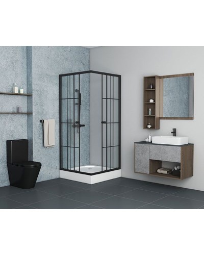 Душевой уголок Niagara NG-0180-14 80х80 профиль Черный стекло прозрачное с принтом