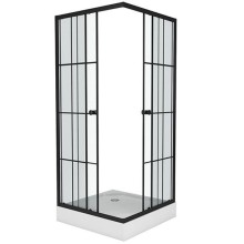 Душевой уголок Niagara NG-0180-14 80х80 профиль Черный стекло прозрачное с принтом