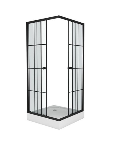 Душевой уголок Niagara NG-0180-14 80х80 профиль Черный стекло прозрачное с принтом