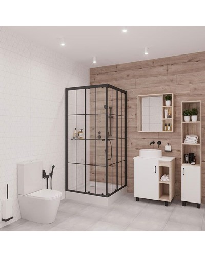 Душевой уголок Niagara NG-0190-14 90х90 профиль Черный стекло прозрачное с принтом